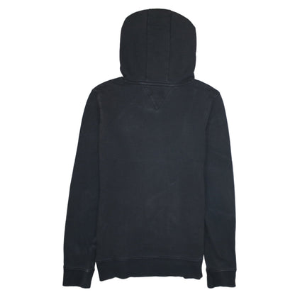 Brand and care label for Tommy Hilfiger boys’ black pullover hoodie 164cm cotton blend logo design