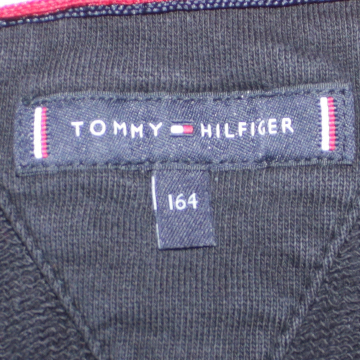 Tommy Hilfiger Boys Black Pullover Hoodie 164cm Cotton Blend Logo Design