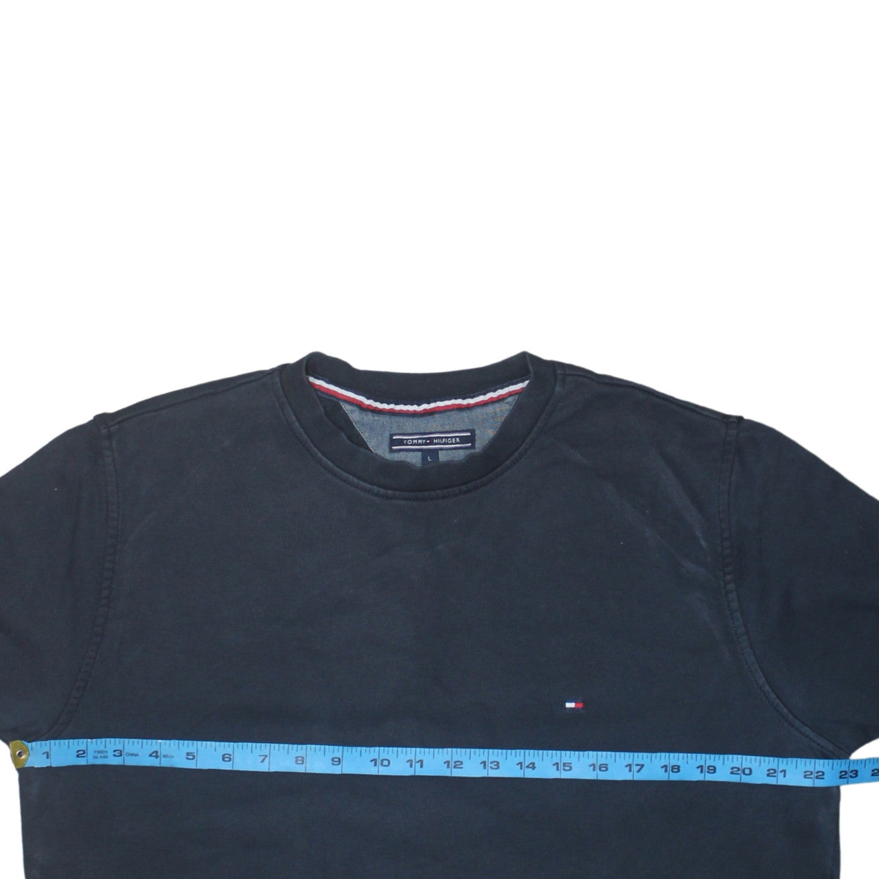 Tommy Hilfiger Men's Black Cotton Crew Neck Sweatshirt L Vintage Fit