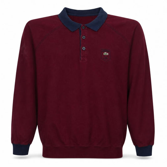 Vintage Lacoste Red Long Sleeve Cotton Polo Shirt Men's L