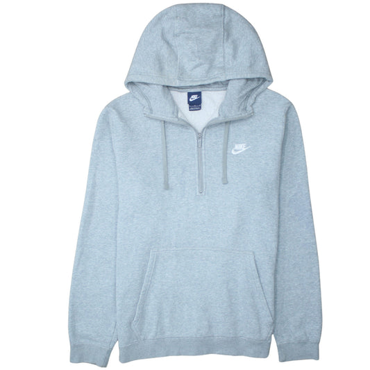 Nike Men Grey 1/2 Zip Fleece Hoodie Size L Classic Fit