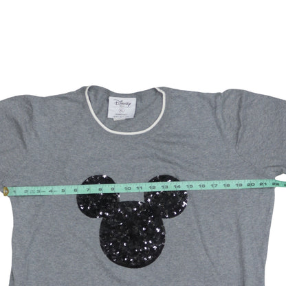 Preloved Disney Women's Grey Sequin Mickey Mouse Pullover Jumper XL - Back