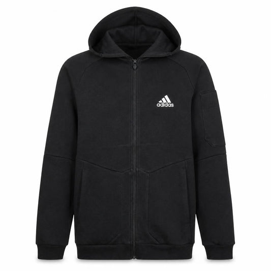 Adidas Men’s Black Full Zip Hoodie Size S Fleece Hooded Sweatshirt