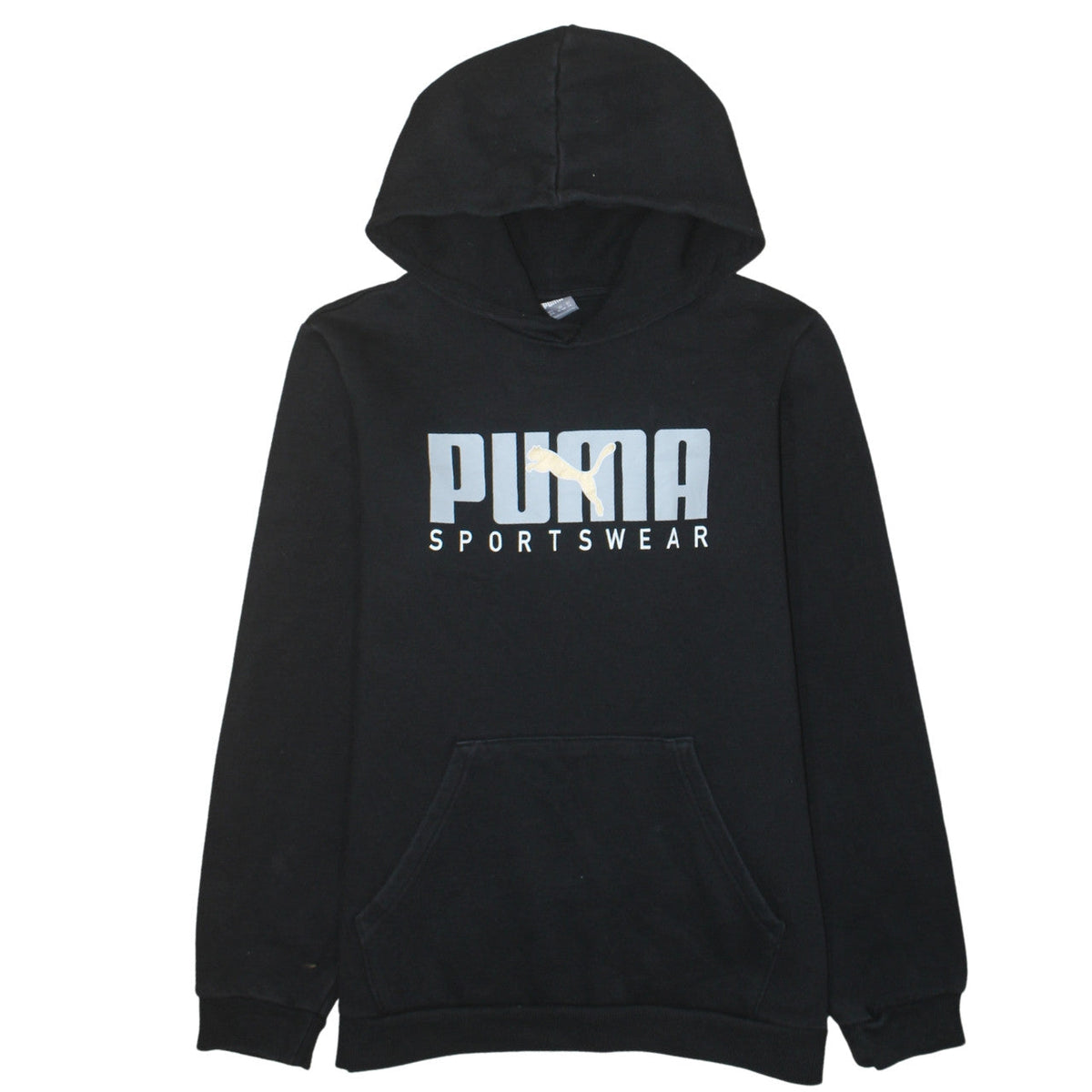 Puma Boys Black Pullover Hoodie 15-16 Years Sportswear Logo Long Sleeve