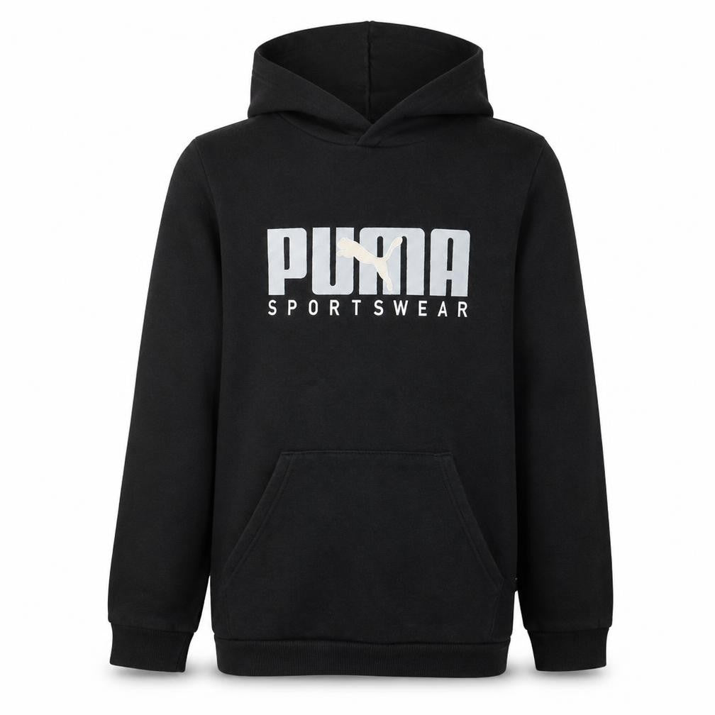 Puma Boys Black Pullover Hoodie 15-16 Years Sportswear Logo Long Sleeve