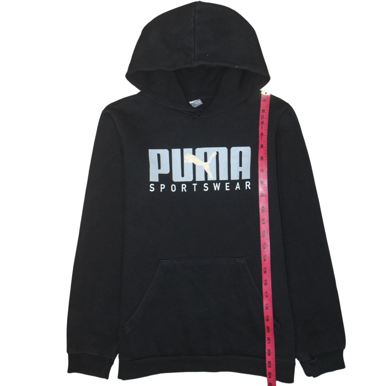 Puma Boys Black Pullover Hoodie 15-16 Years Sportswear Logo Long Sleeve