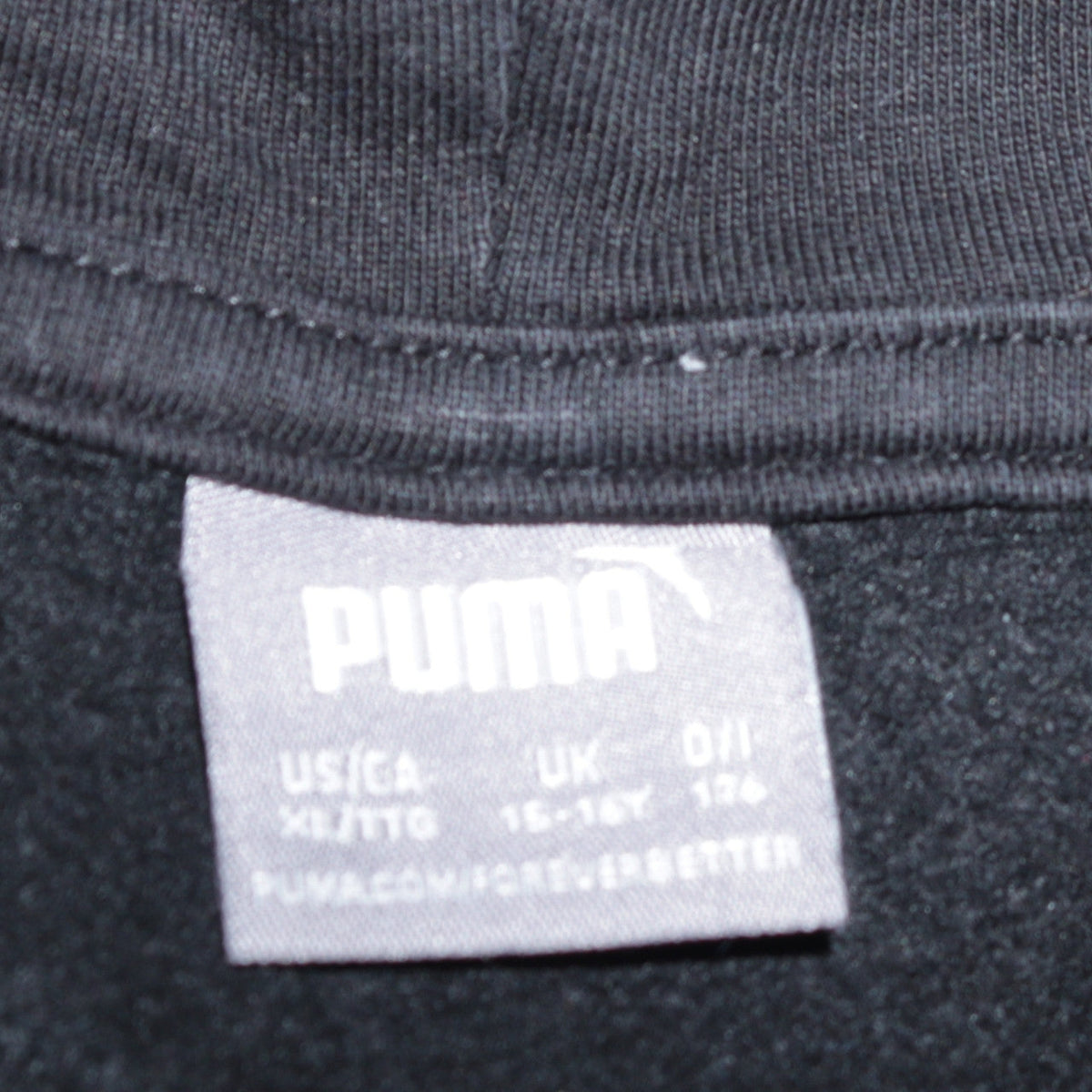 Puma Boys Black Pullover Hoodie 15-16 Years Sportswear Logo Long Sleeve