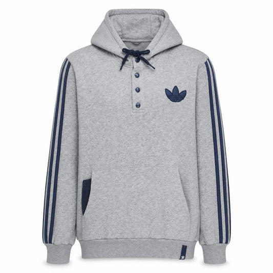 Adidas Mens Grey Henley Hoodie Medium Sports Hooded Sweatshirt