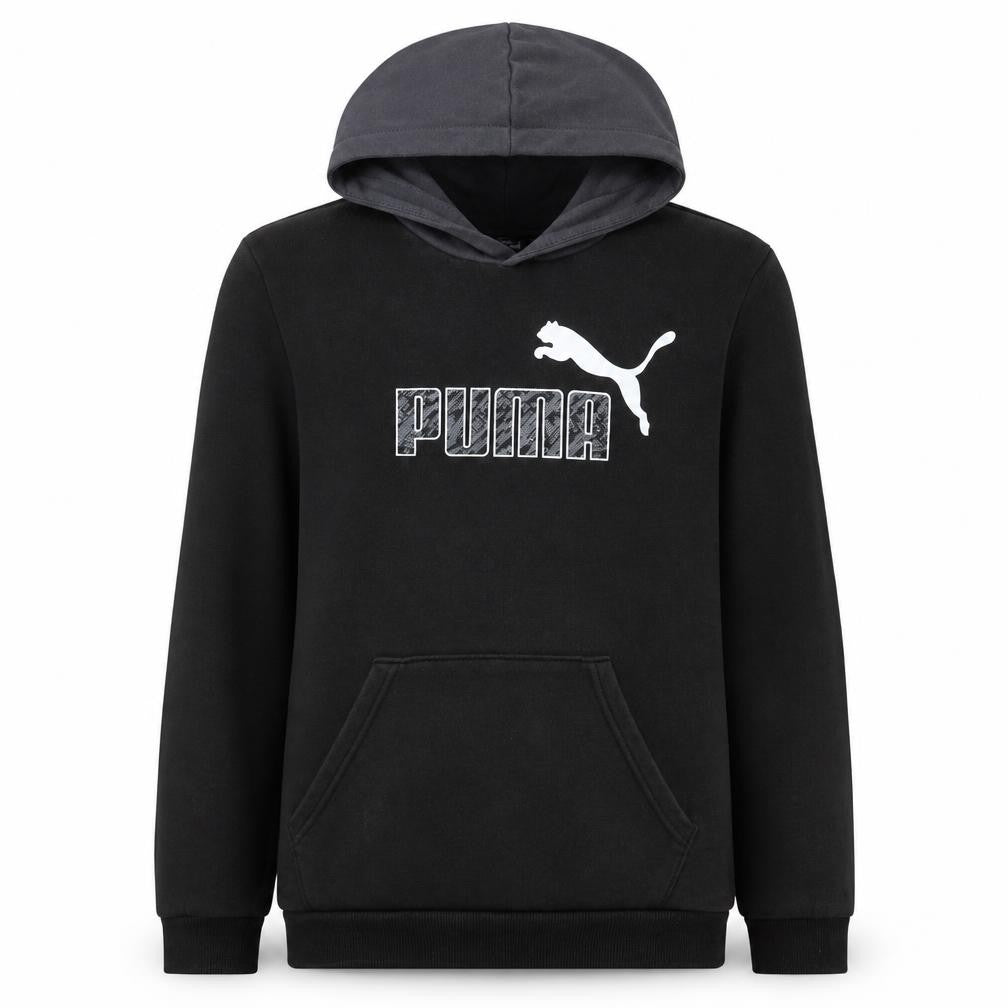 Puma Boys Black Hoodie 15-16 Years Pullover Fleece Logo Sportswear