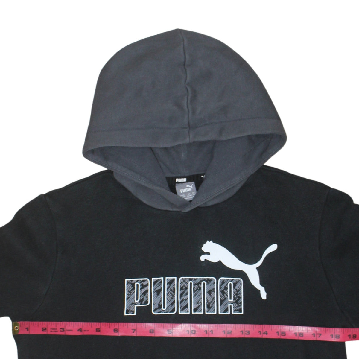 Puma Boys Black Hoodie 15-16 Years Pullover Fleece Logo Sportswear
