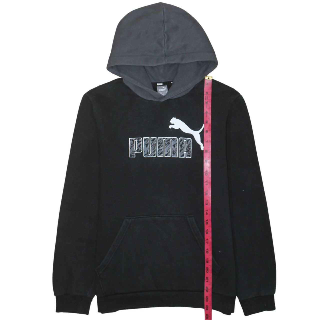 Puma Boys Black Hoodie 15-16 Years Pullover Fleece Logo Sportswear