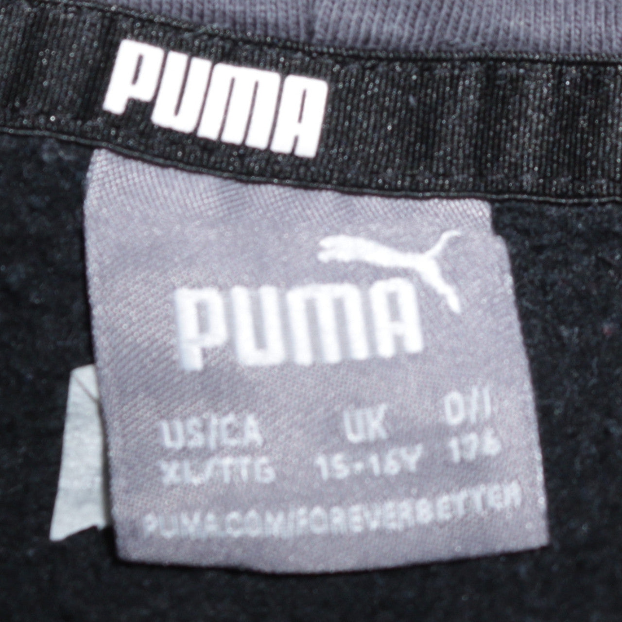 Puma Boys Black Hoodie 15-16 Years Pullover Fleece Logo Sportswear