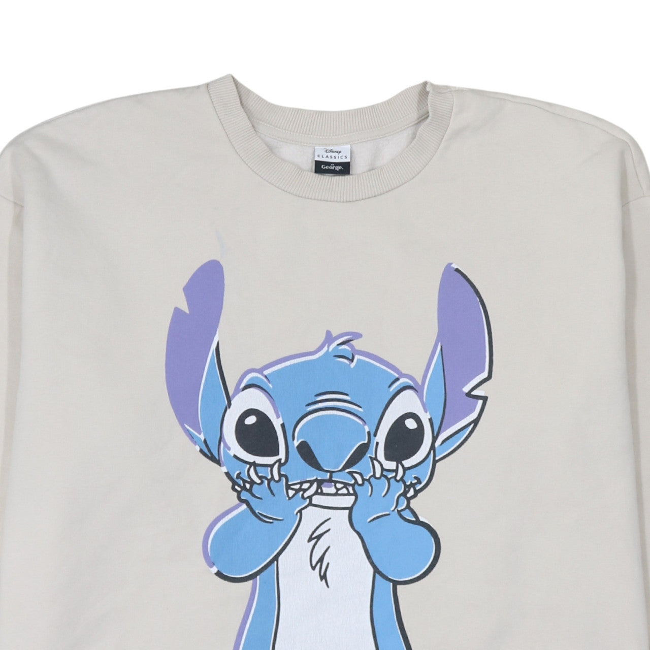 Disney Classics George Women Beige Stitch Sweatshirt XL Crew Neck