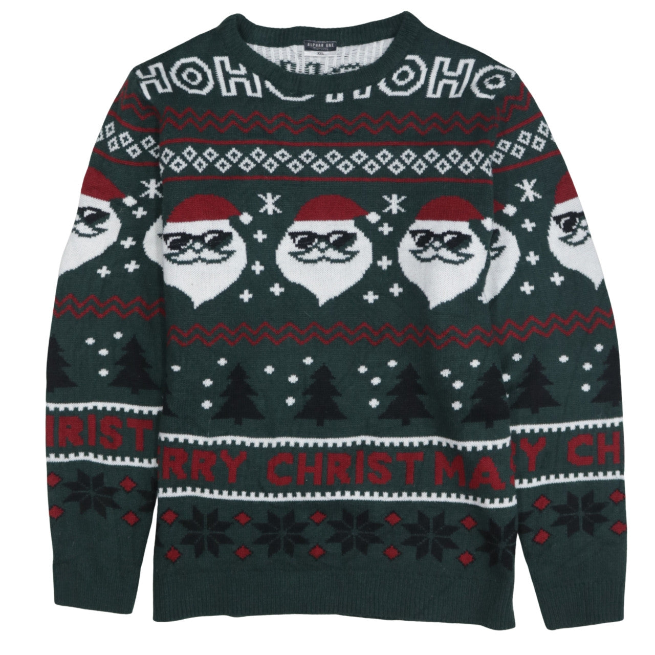 Alphar One Men’s Green 2XL Christmas Santa Knit Jumper