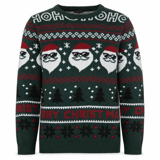 Alphar One Men’s Green 2XL Christmas Santa Knit Jumper