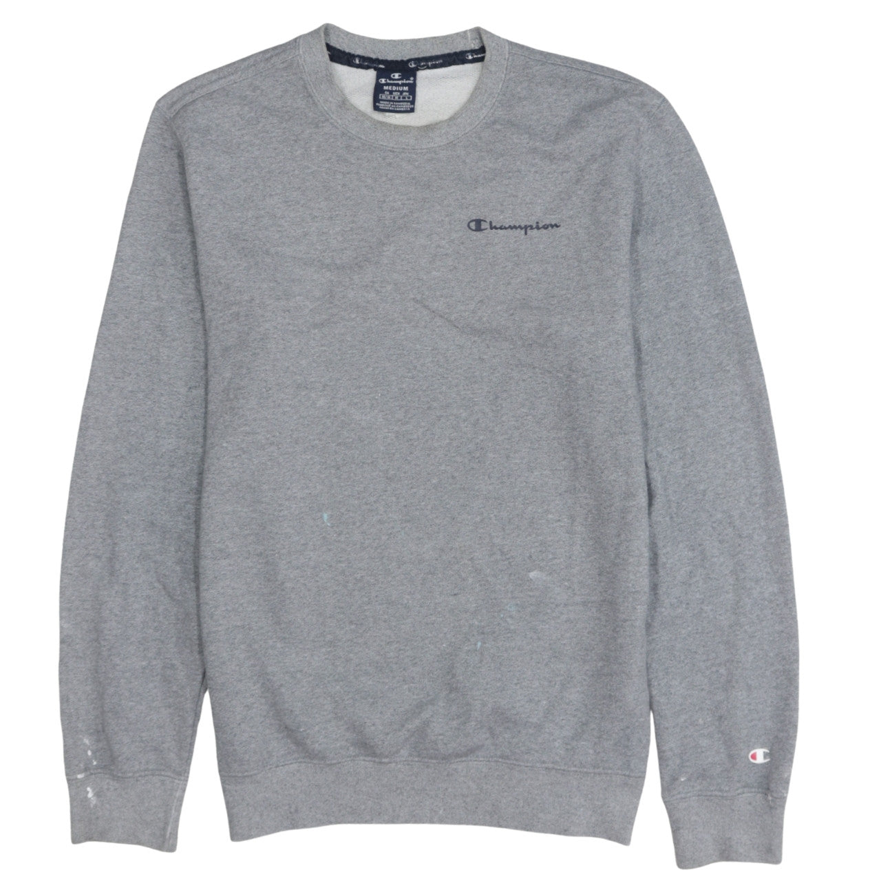 Champion Men's Grey Medium Pullover Sweatshirt Logo Crew Neck