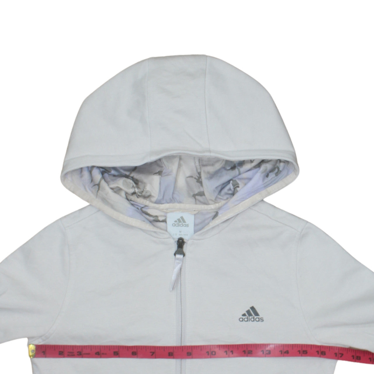 Adidas Girls White Full Zip Hoodie M Sports Casual Lightweight