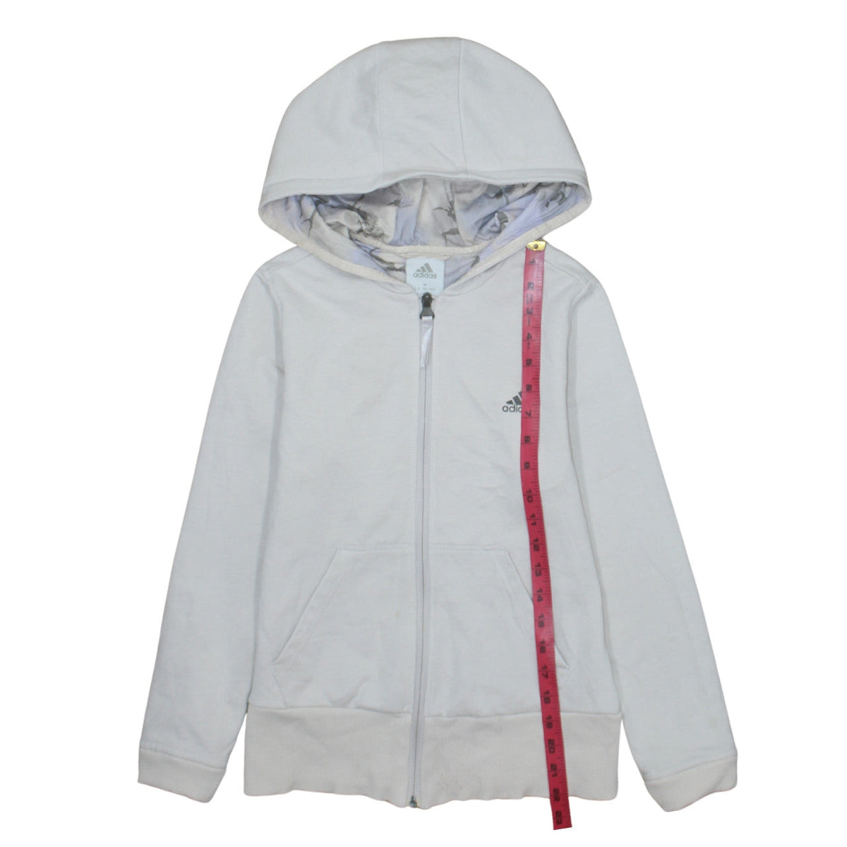 Adidas Girls White Full Zip Hoodie M Sports Casual Lightweight