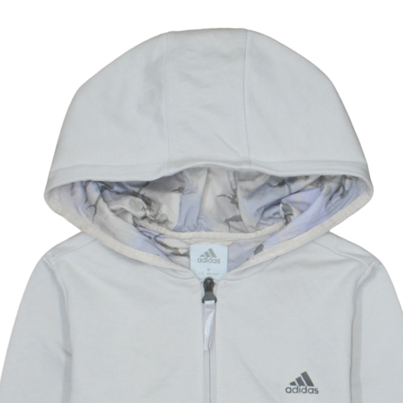 Adidas Girls White Full Zip Hoodie M Sports Casual Lightweight