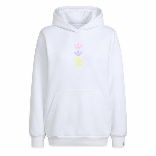 Adidas Teens White Pullover Hoodie with Triple Trefoil Logo Size 13-14Y