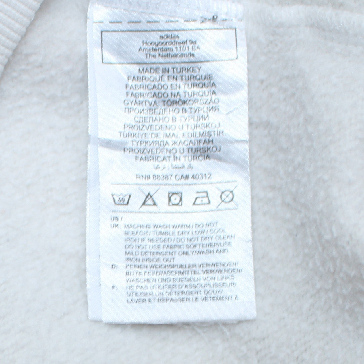 Adidas Teens White Pullover Hoodie with Triple Trefoil Logo Size 13-14Y