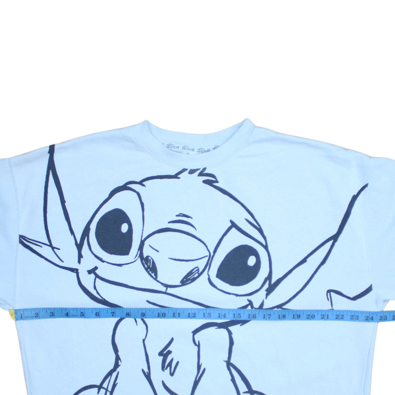 Disney Stitch Light Blue Women's Sweatshirt Size S Crew Neck Pullover