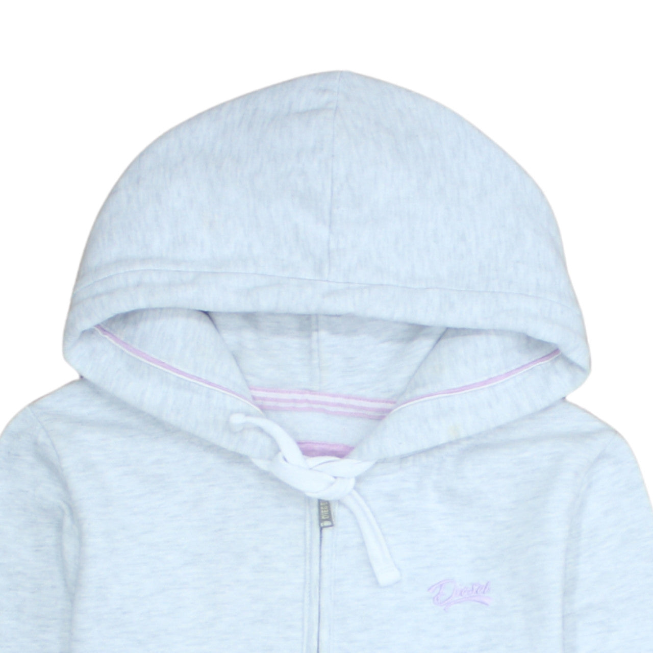 Diesel Womens Light Grey Full Zip Hoodie Size L Cotton Blend