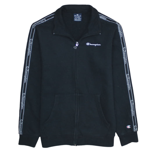 Champion Boys Black Full Zip Sweatshirt Size 13-14 Years Logo Tape Classic