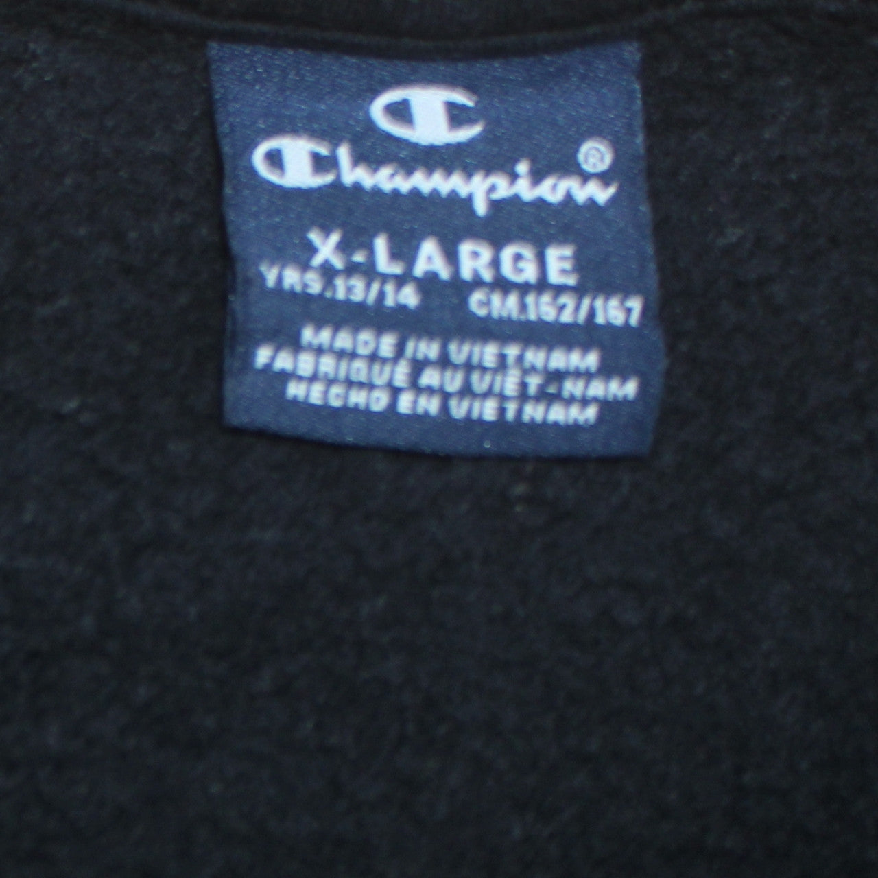 Champion Boys Black Full Zip Sweatshirt Size 13-14 Years Logo Tape Classic