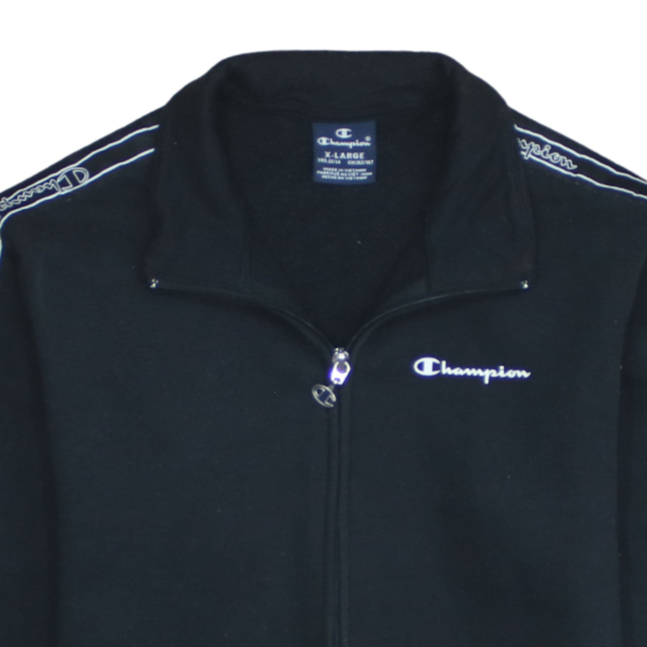 Champion Boys Black Full Zip Sweatshirt Size 13-14 Years Logo Tape Classic