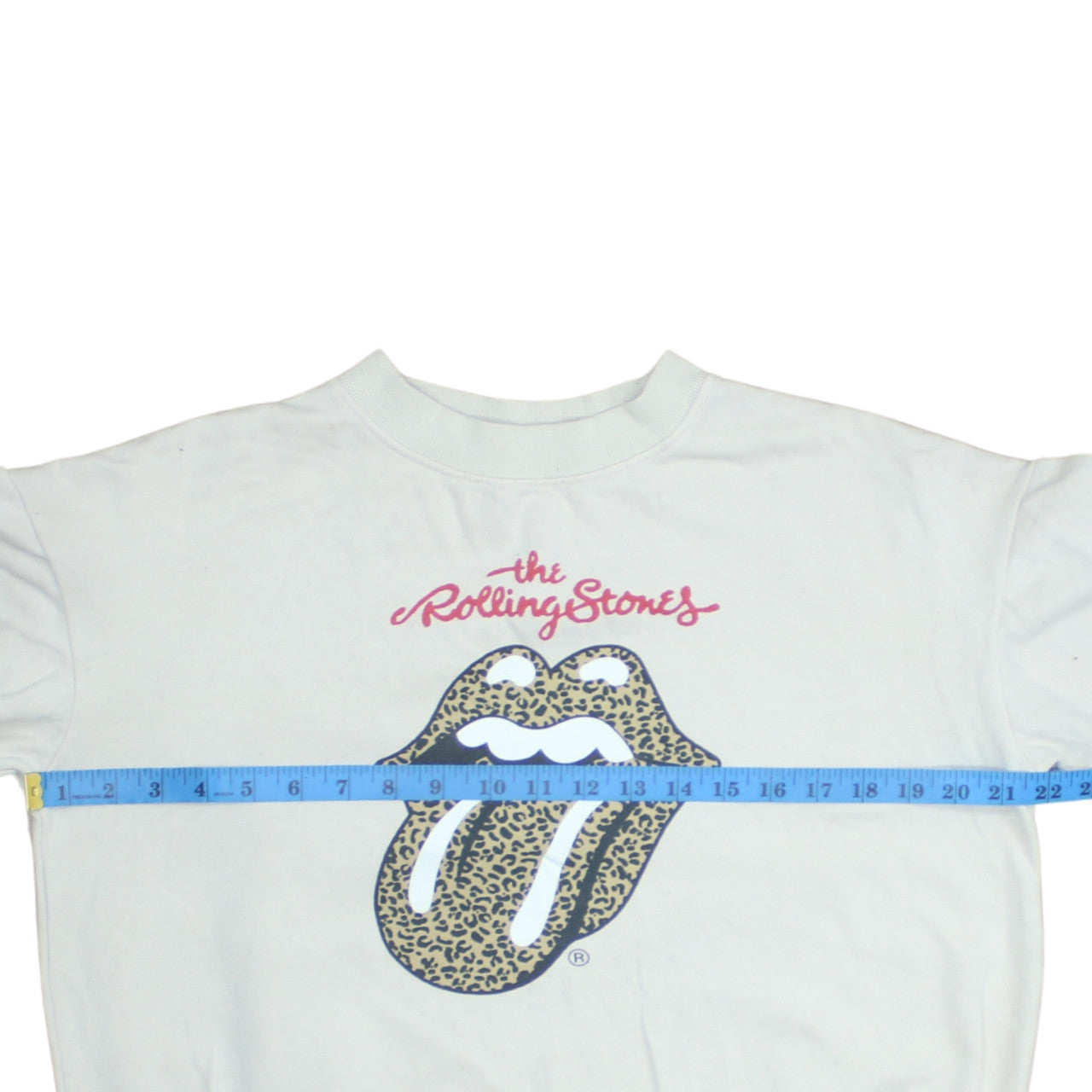 H&M Girls White Rolling Stones Leopard Print Pullover Sweatshirt 10-12 Years