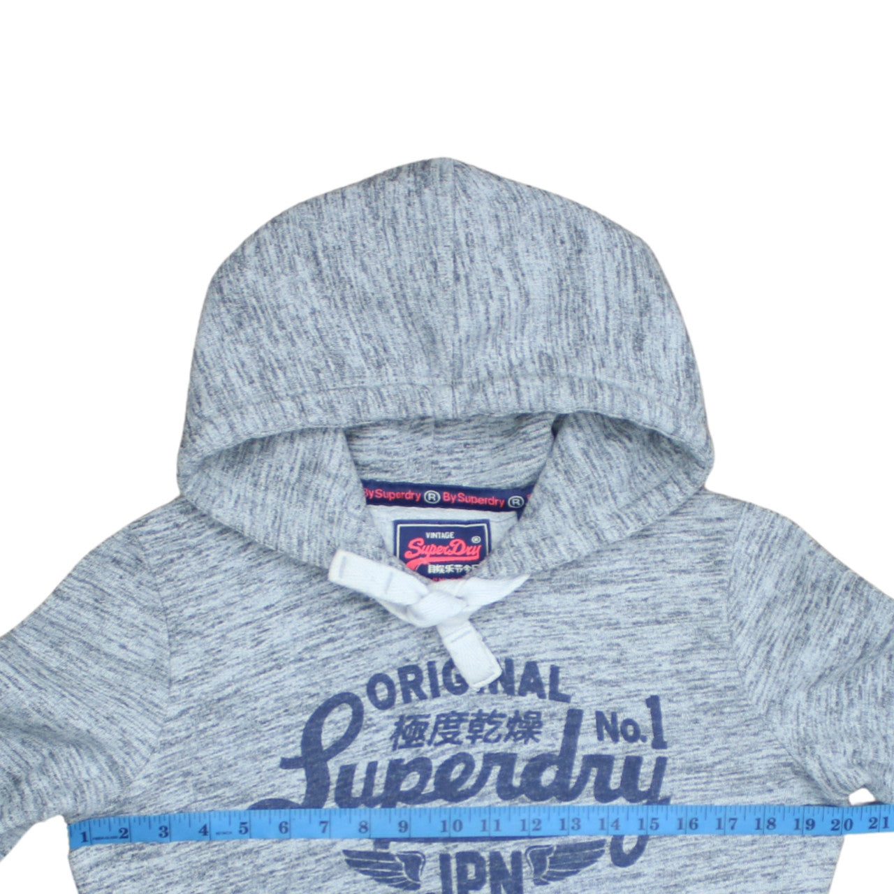 Superdry Womens Grey Pullover Hoodie Size S Vintage Logo Sweatshirt