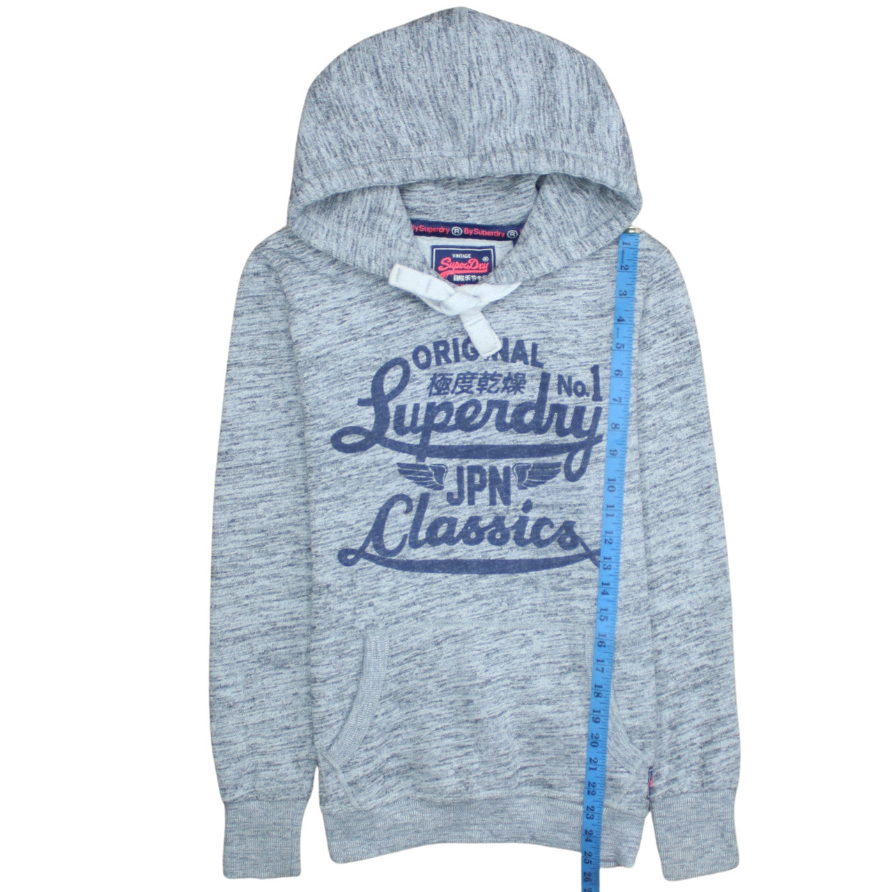 Superdry Womens Grey Pullover Hoodie Size S Vintage Logo Sweatshirt