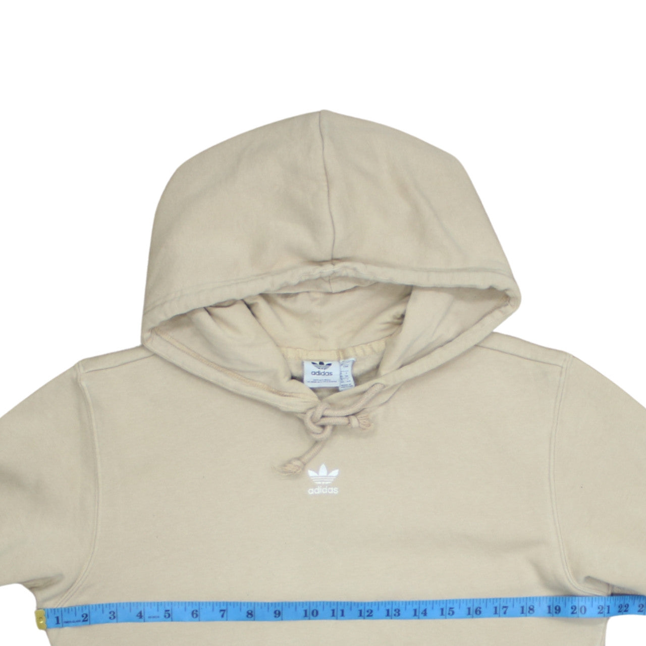 Adidas Womens Beige Pullover Hoodie Size 8 with Logo and Pockets