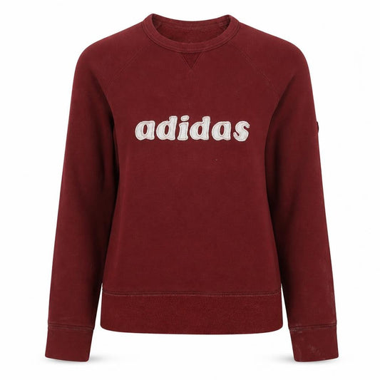 Adidas Women Burgundy Logo Sweatshirt UK 10 Cotton Blend Casual