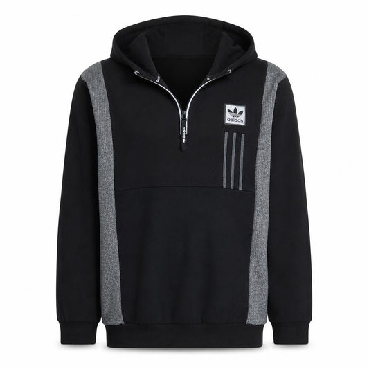 Adidas Mens Black Small 1/2 Zip Hoodie Sweatshirt with Logo