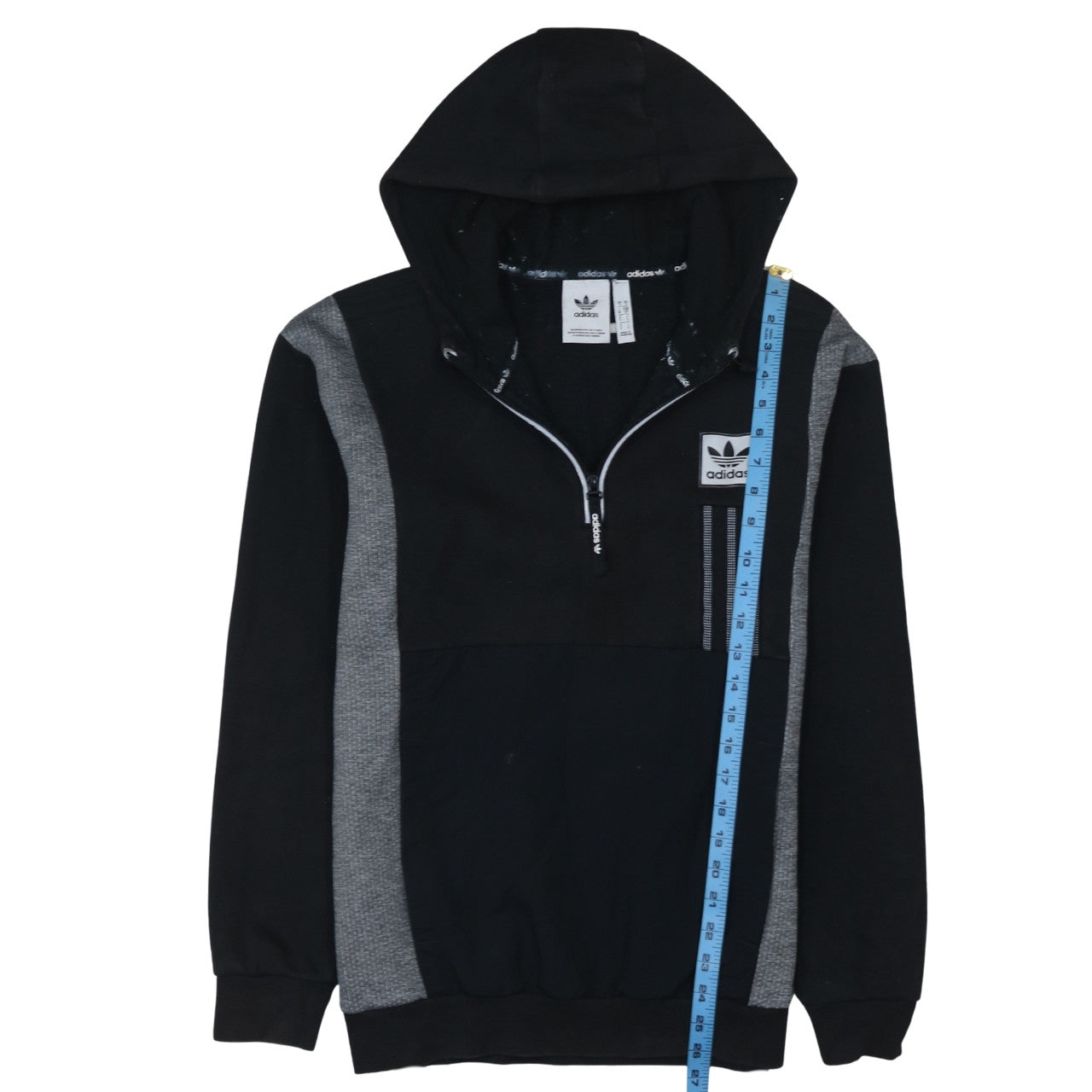 Adidas Mens Black Small 1/2 Zip Hoodie Sweatshirt with Logo