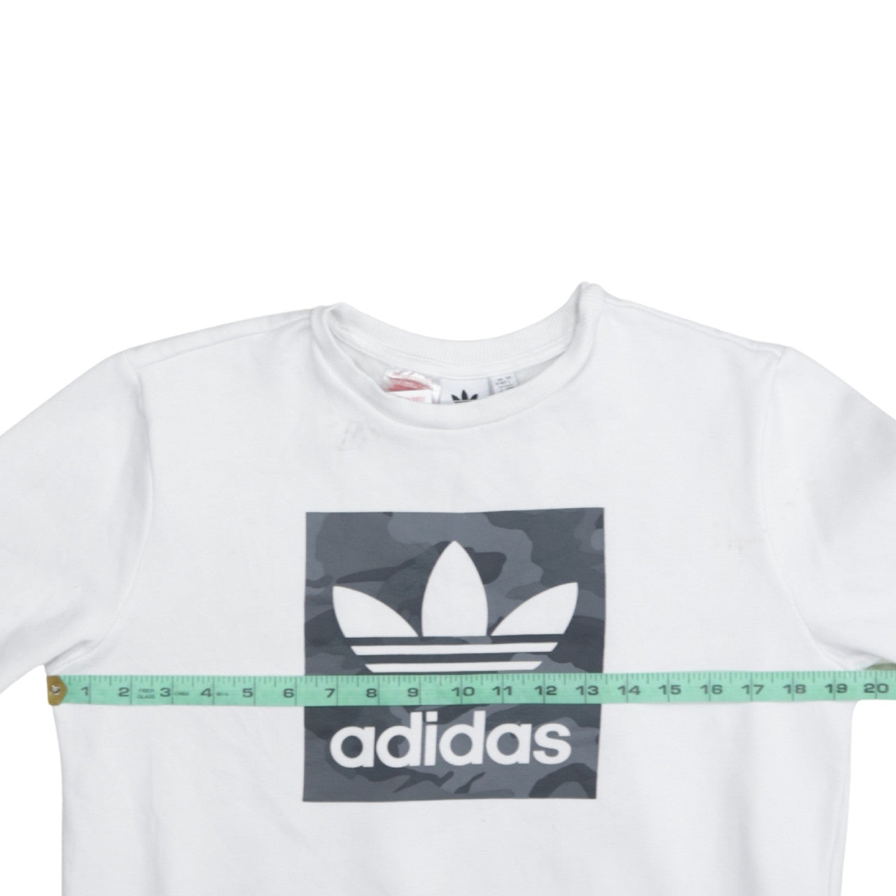 Adidas Boys White Crew Neck Sweatshirt 13-14 Years Camouflage Logo