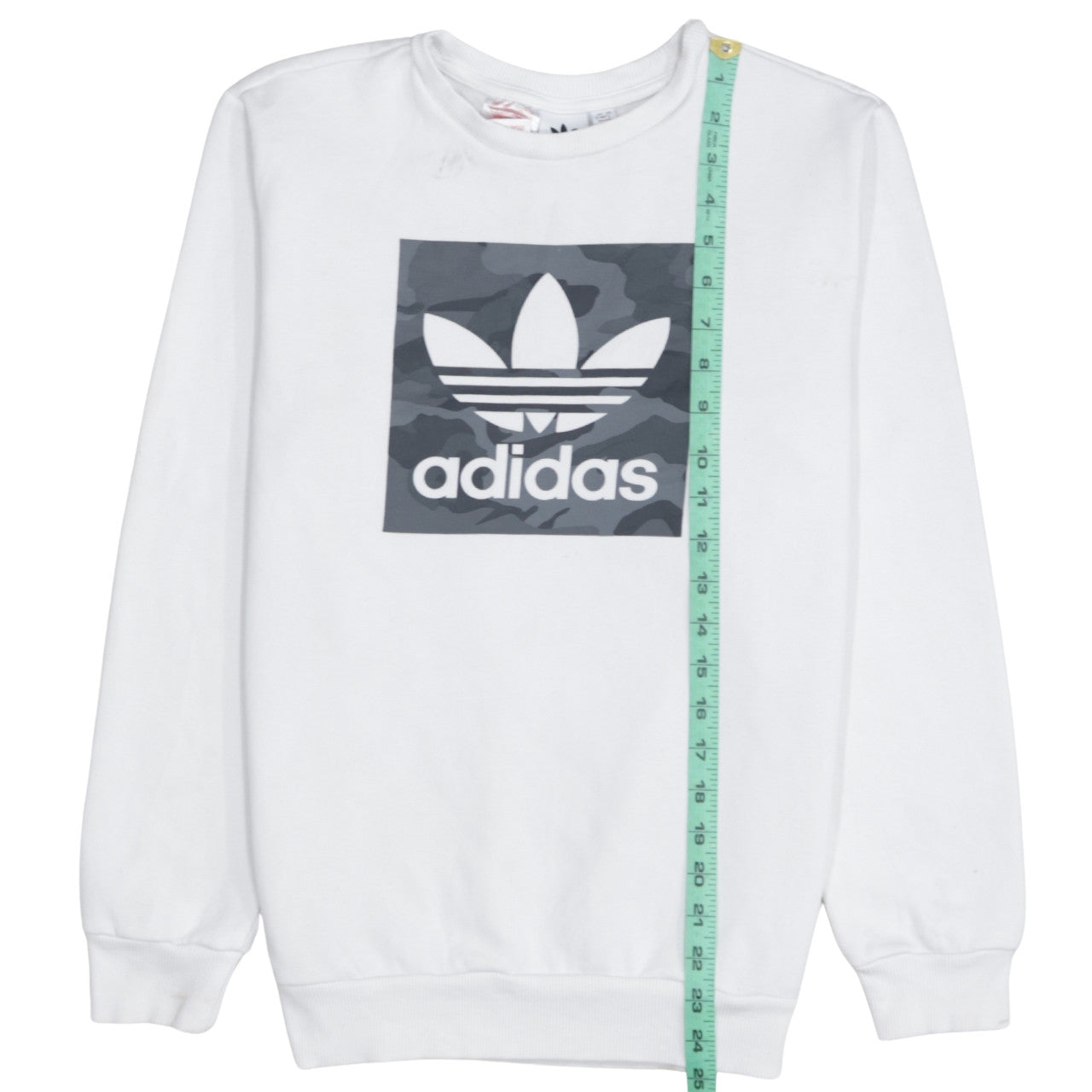Adidas Boys White Crew Neck Sweatshirt 13-14 Years Camouflage Logo