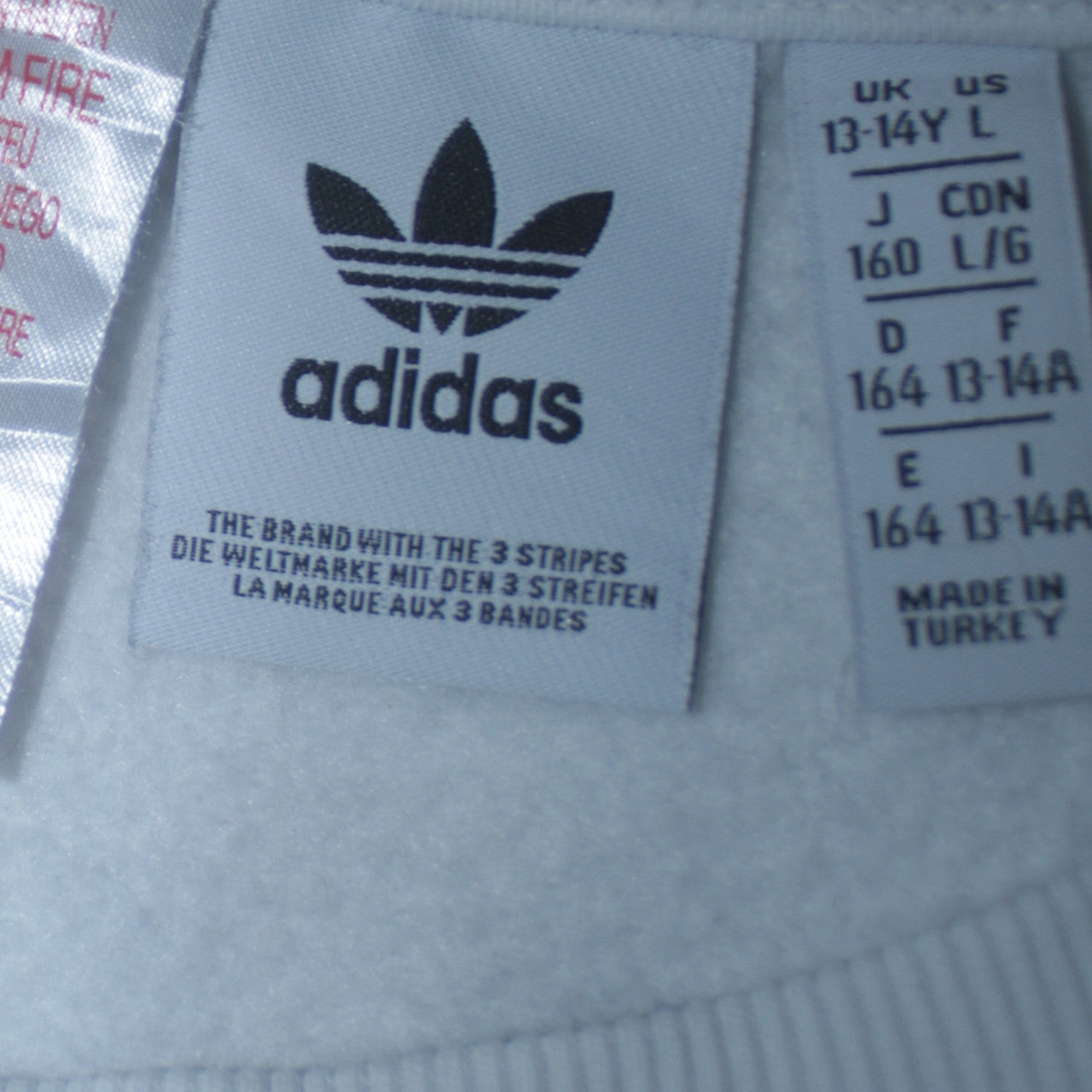 Adidas Boys White Crew Neck Sweatshirt 13-14 Years Camouflage Logo