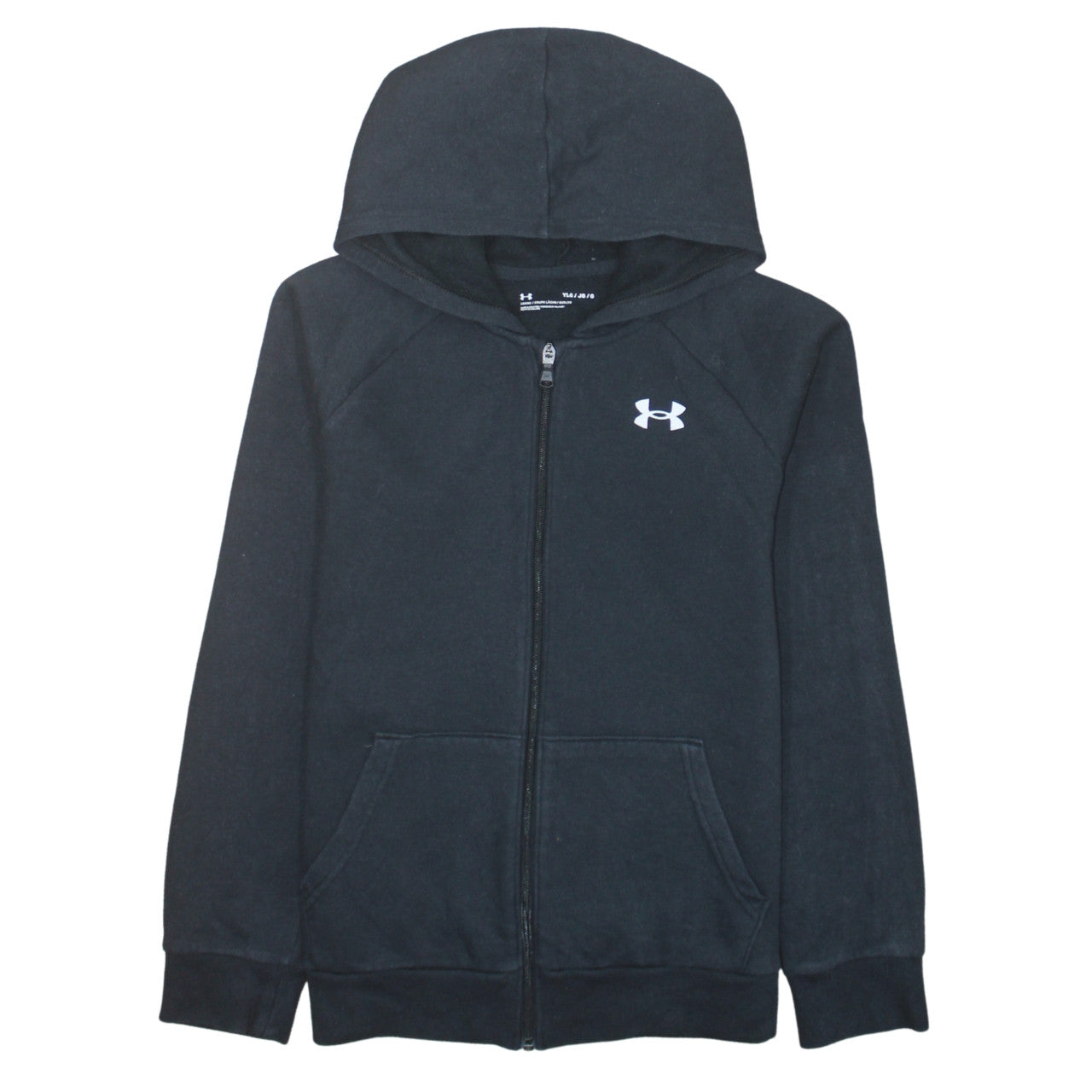 Under Armour Boys Black Full Zip Hoodie Size 13-14 Years Loose Fit