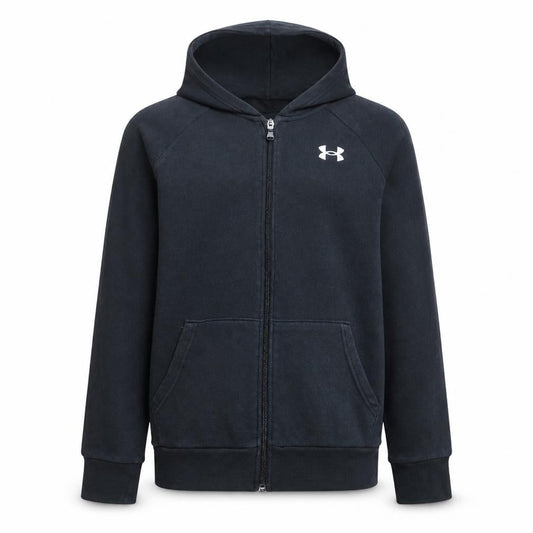 Under Armour Boys Black Full Zip Hoodie Size 13-14 Years Loose Fit