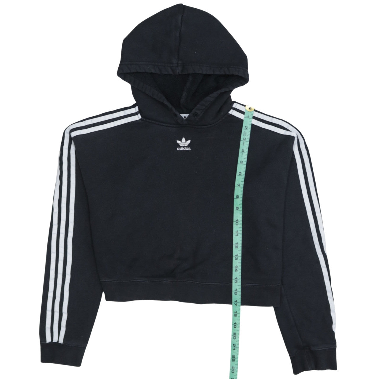 Adidas Womens Black Cropped Pullover Hoodie Size 10 Hooded Casual Sweatshirt