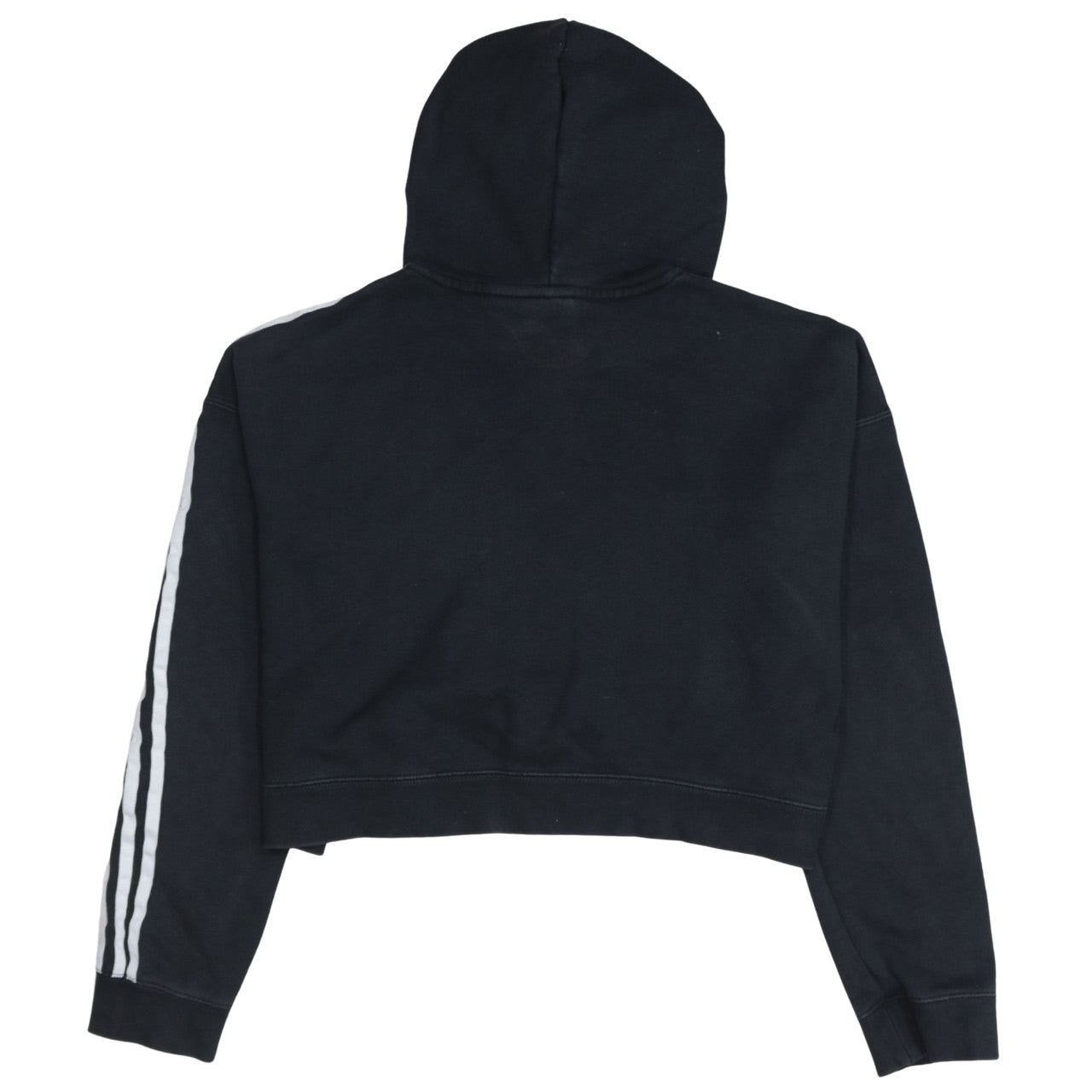 Adidas Womens Black Cropped Pullover Hoodie Size 10 Hooded Casual Sweatshirt