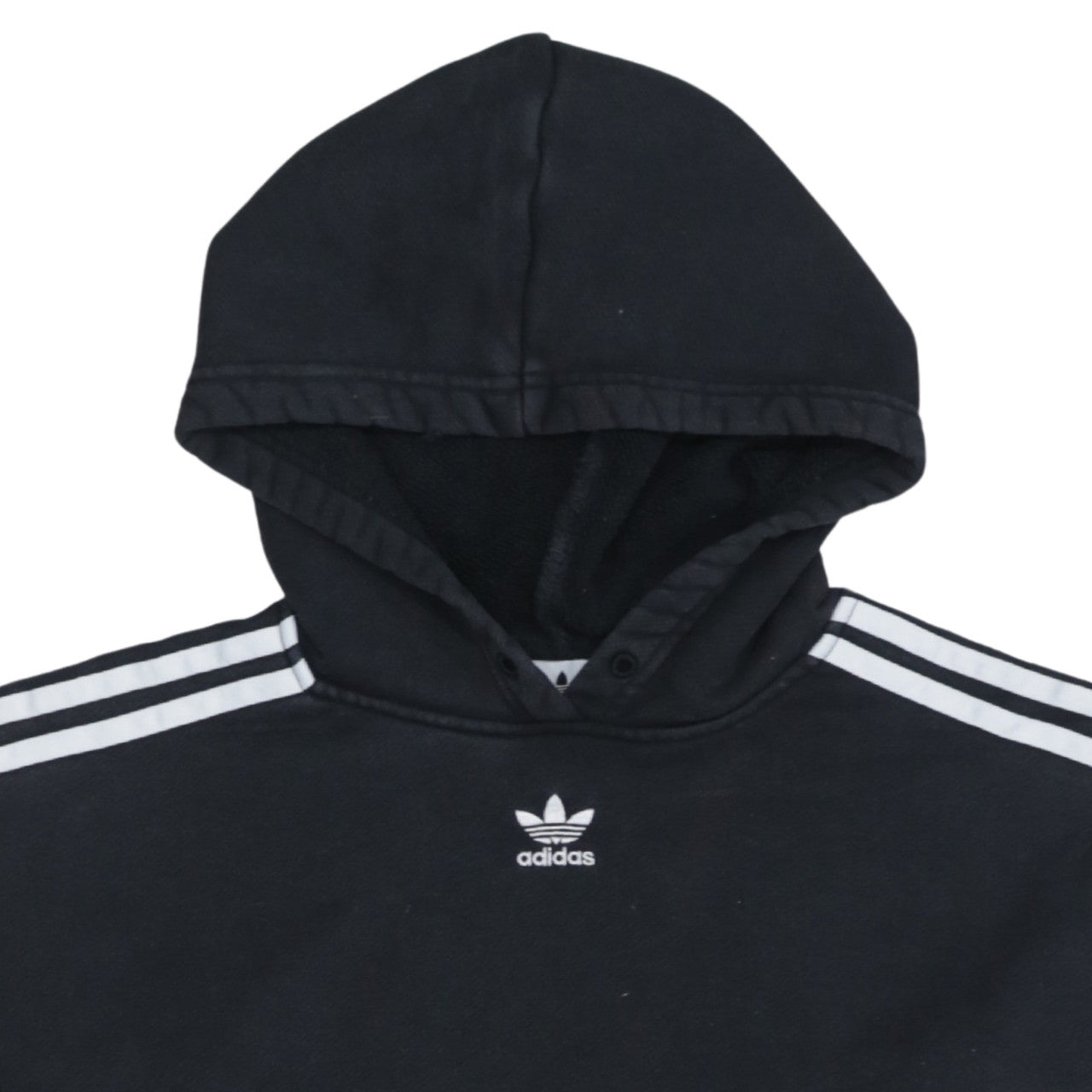 Adidas Womens Black Cropped Pullover Hoodie Size 10 Hooded Casual Sweatshirt