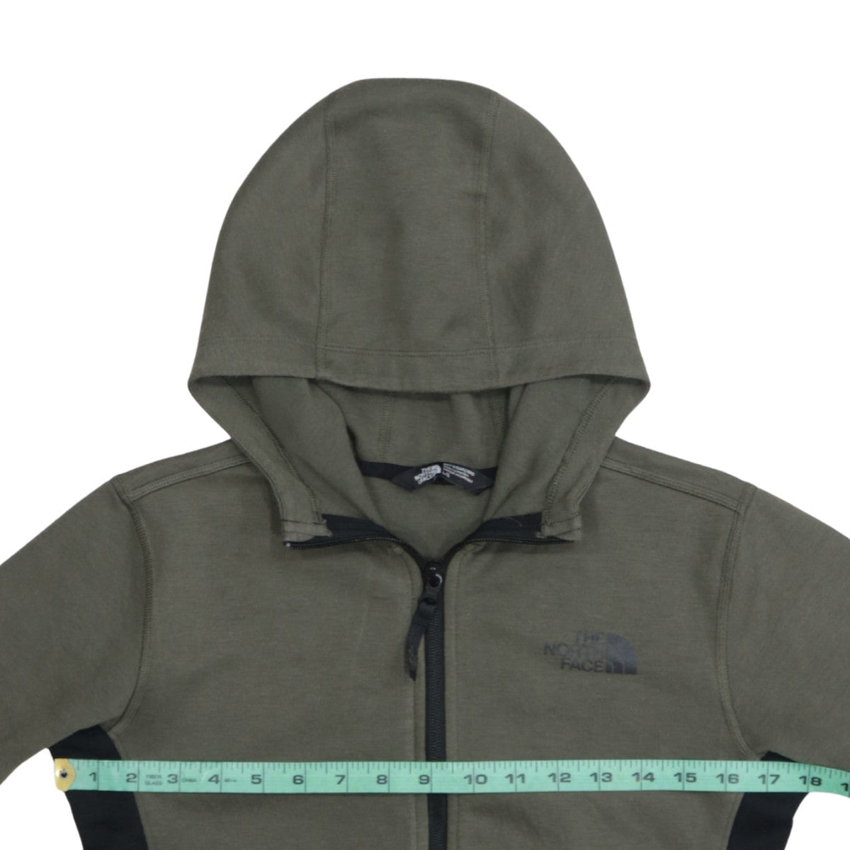 The North Face Boys Green Full Zip Hoodie Size L Cotton Blend Outdoor Hooded Sweatshirt
