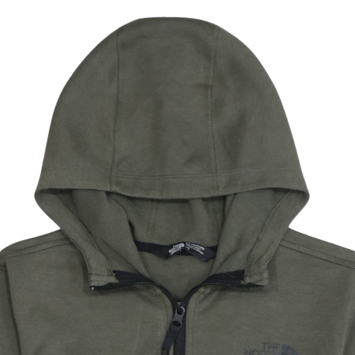 The North Face Boys Green Full Zip Hoodie Size L Cotton Blend Outdoor Hooded Sweatshirt
