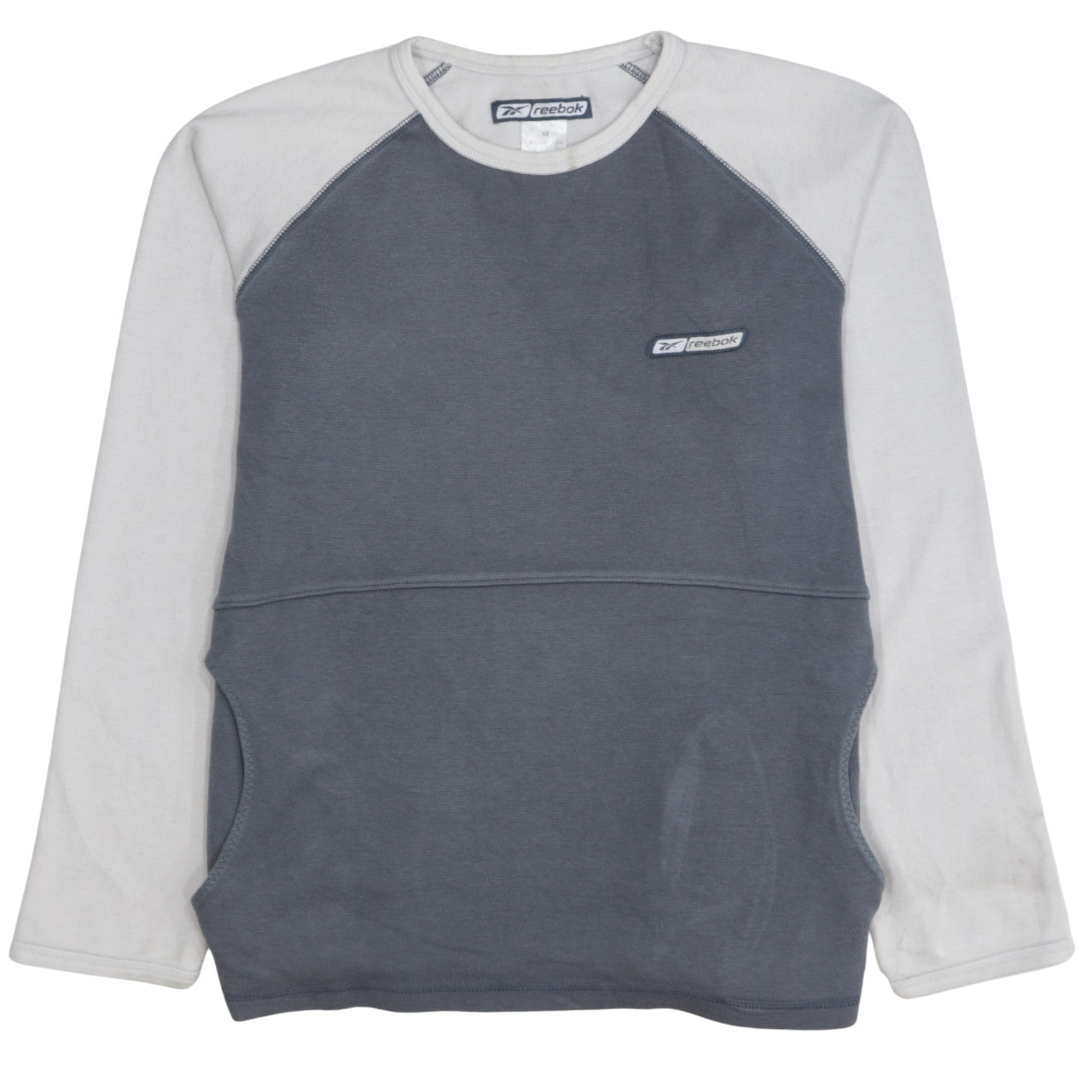 Reebok Women Grey & White Sweatshirt Size 12 Raglan Long Sleeve Pullover