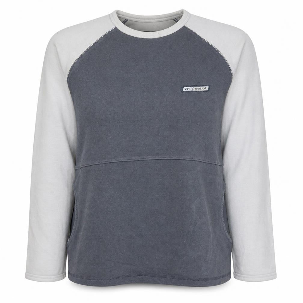 Reebok Women Grey & White Sweatshirt Size 12 Raglan Long Sleeve Pullover