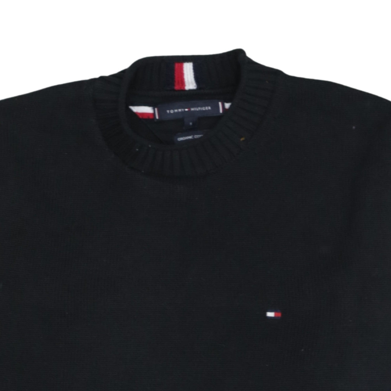 Tommy Hilfiger Men's Black Organic Cotton Crew Neck Jumper Size S